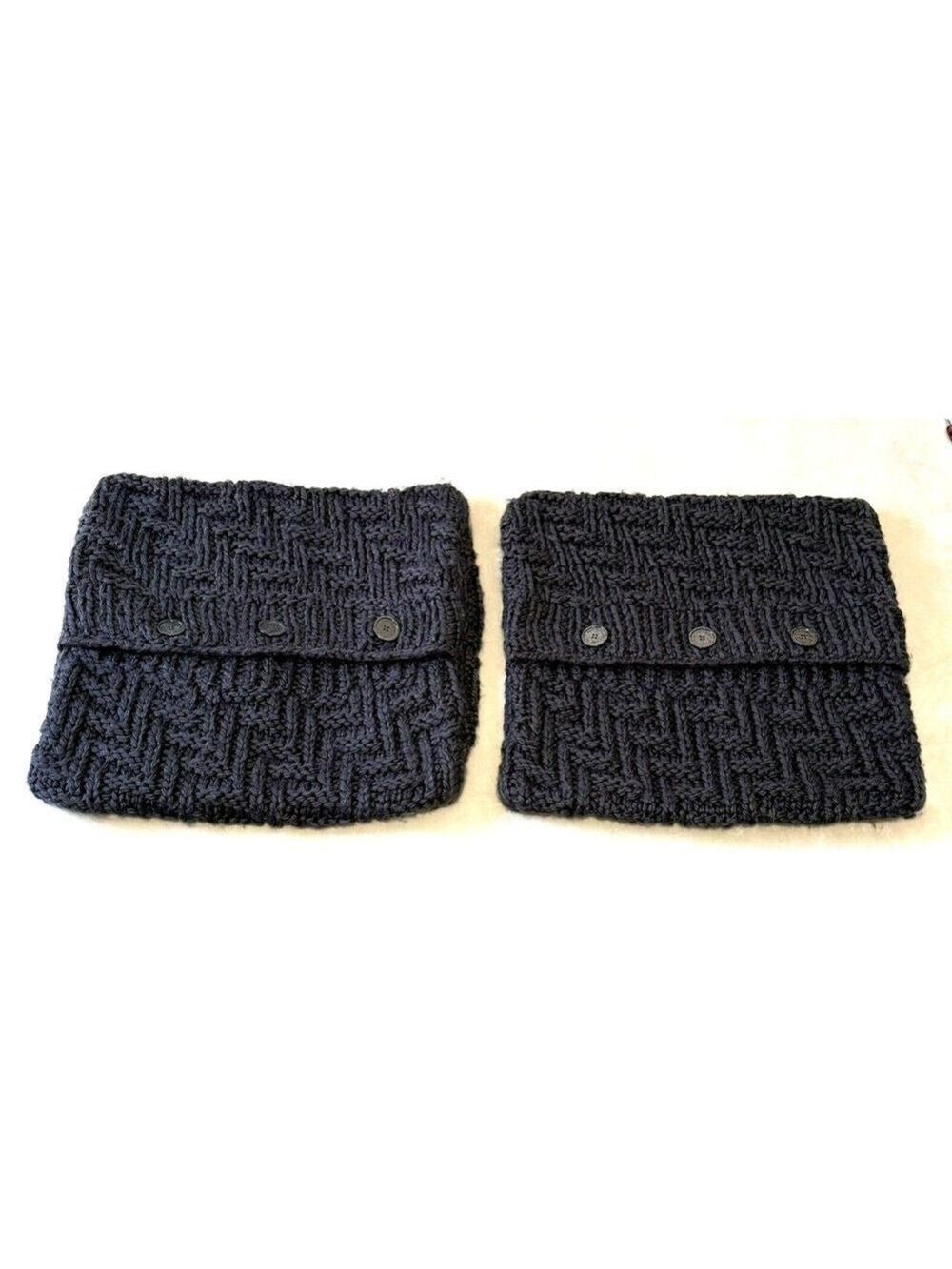 West Elm Lutz & Patmos 20"x20" Pillow Covers Cable Knit Dark Gray Set of 2